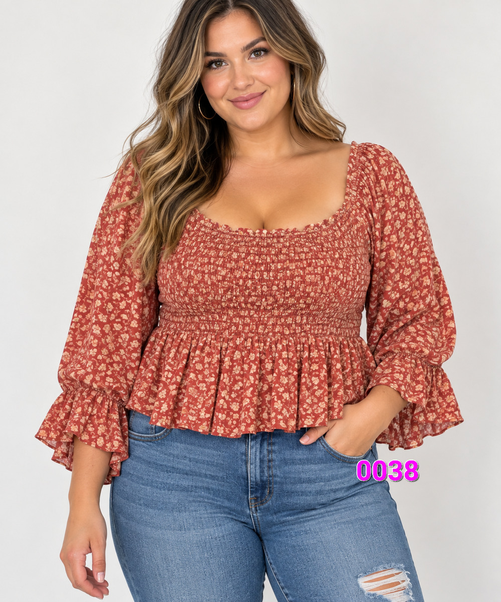 Rust floral American Eagle crop top size XL